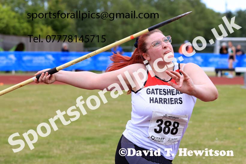 Senior Womens javelin, 2024 Northern Senior and Under-20s Track and Field Champs, Middlesbrough.  Photo: David T. Hewitson/Sports for All Pics